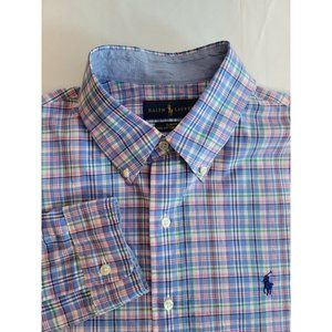 Ralph Lauren Men's L‎ Multi Color Button Up Long Sleeves Shirt